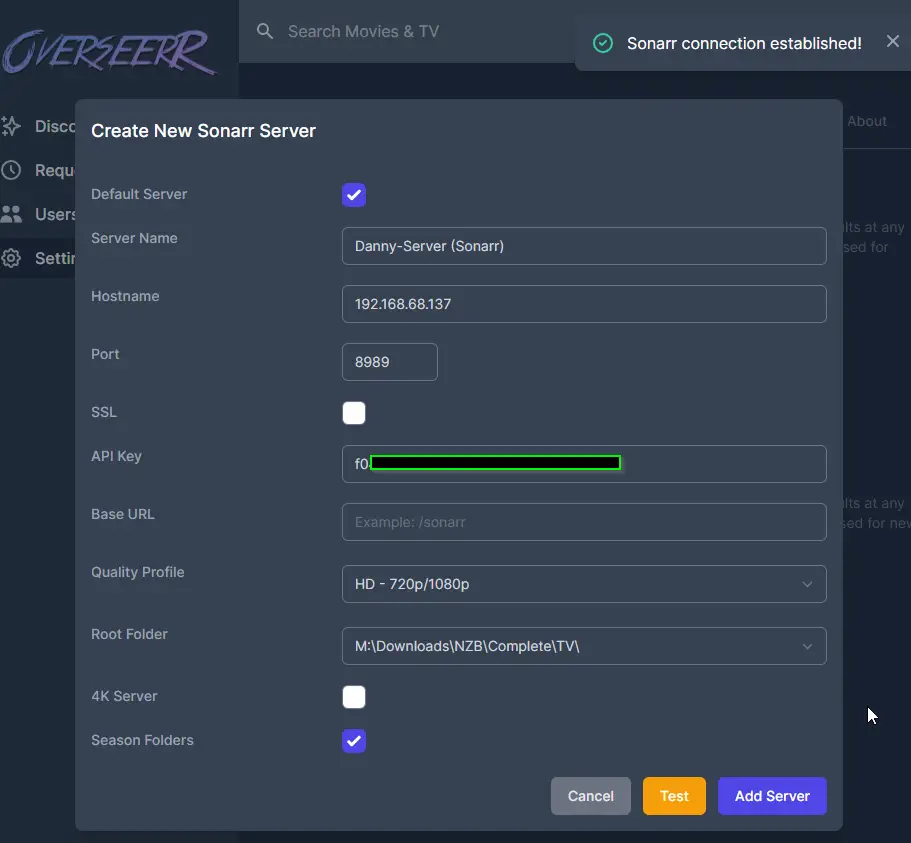 sonarr api key