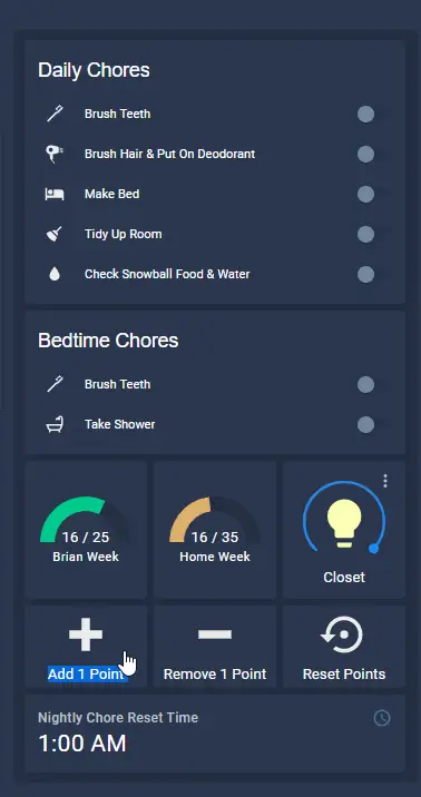 Chore Tracking with Point System in Home Assistant