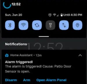 Disarm Alarmo Alarm in Home Assistant Using Actionable Notifications