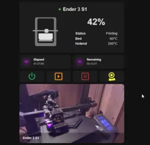 Compact 3D Printer Card Dashboard in Home Assistant