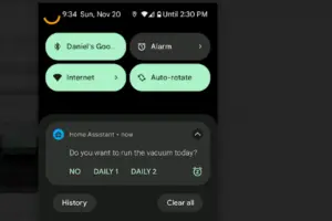 Yes/No Actionable Notification for Home Assistant on Android