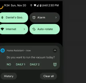 Yes/No Actionable Notification for Home Assistant on Android